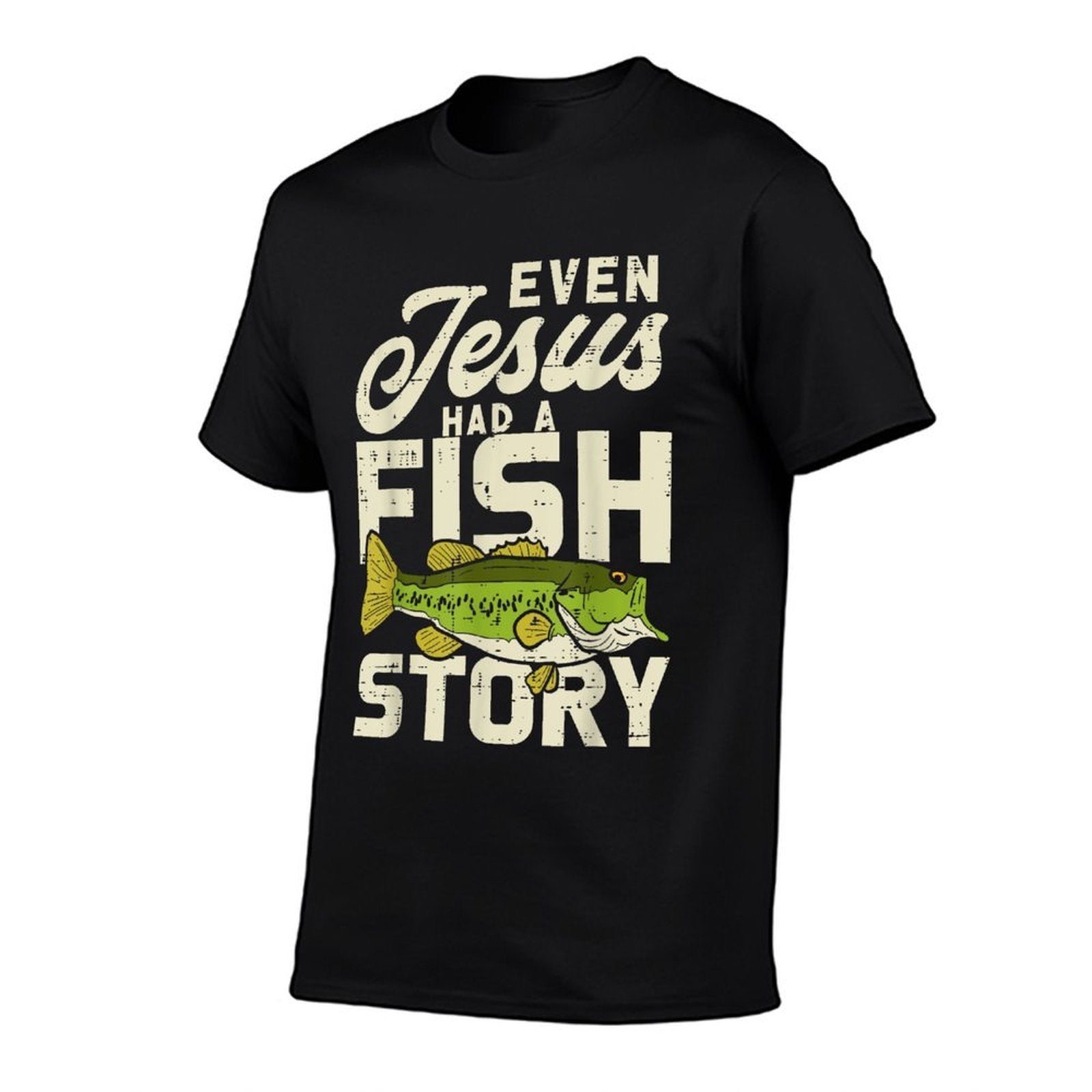 Jesus Fish Story Fisherman God Christ Fishing Christian Gift  Cotton T-Shirt
