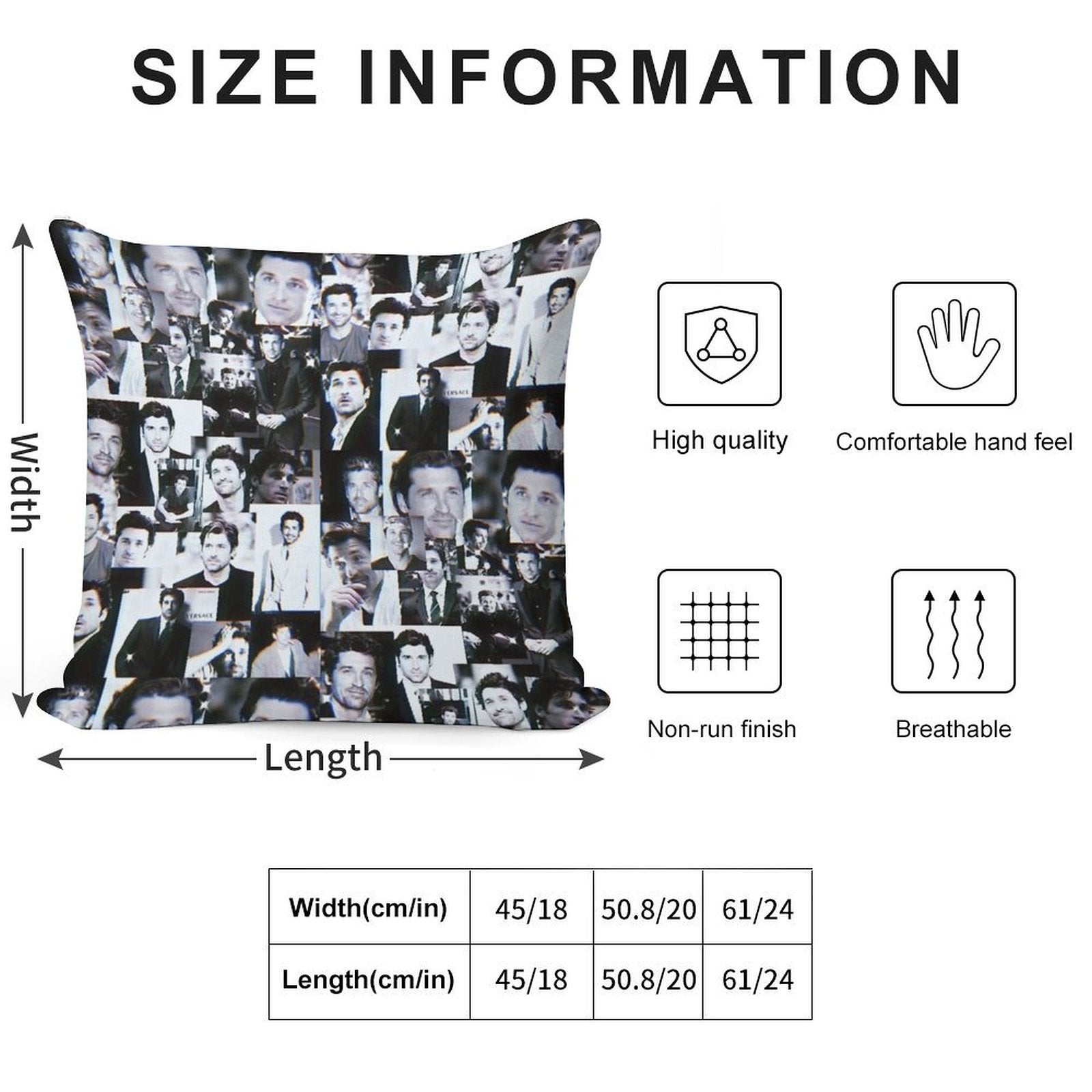 Patrick Dempsey Collage Soft Luxury Feel Throw Pillow
