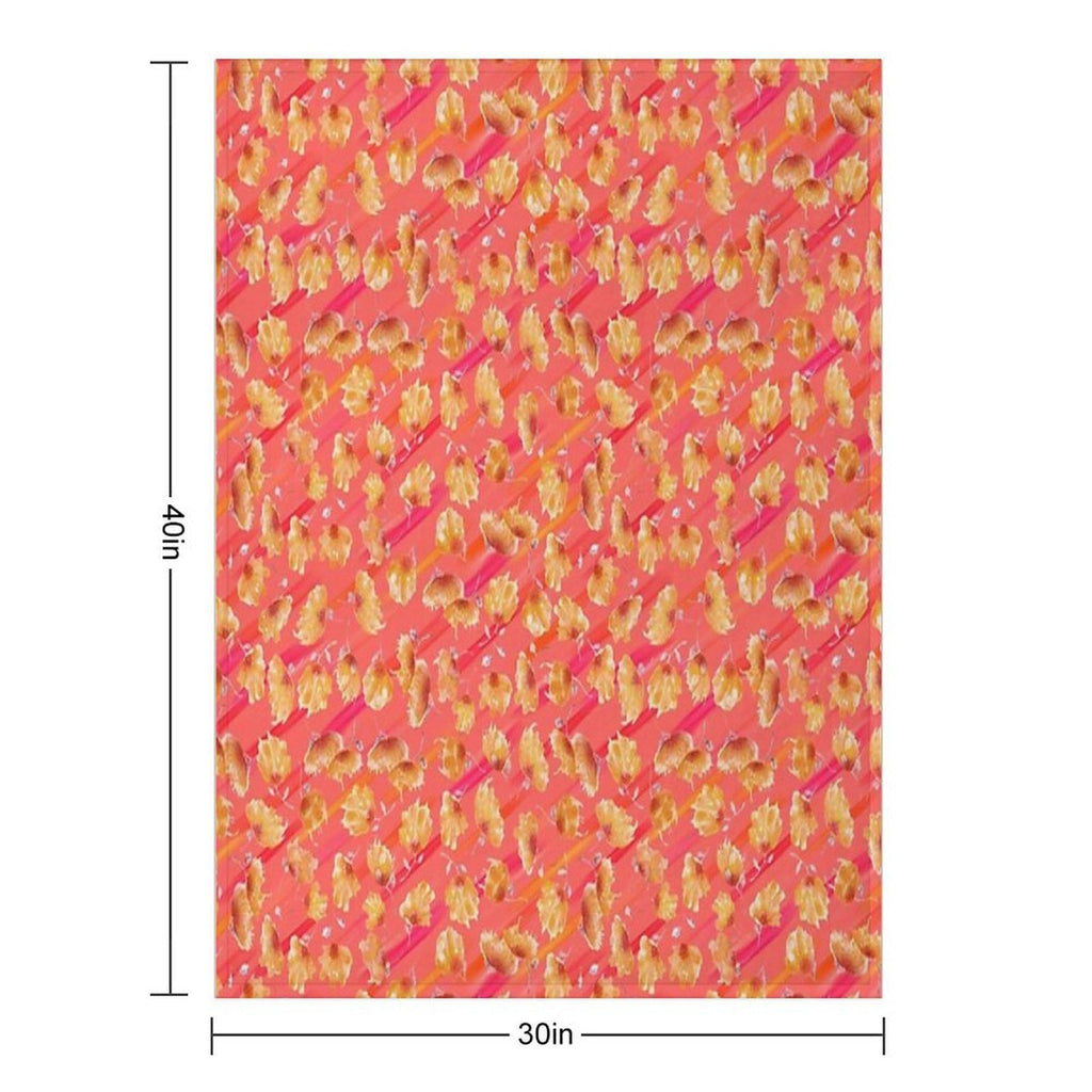 Watercolor Painted Flowers with Diagonal Accents Durable Throw Blanket