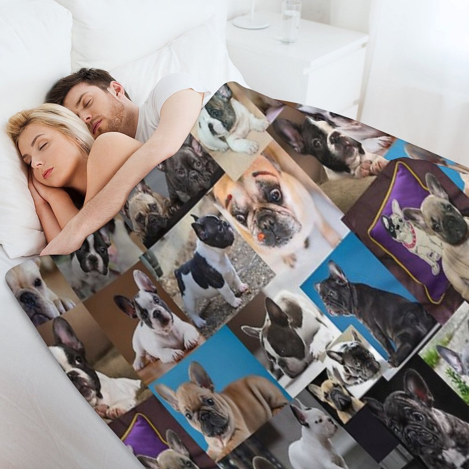 French Bulldog Dog Breed Collage - 2 Sustainable Throw Blanket