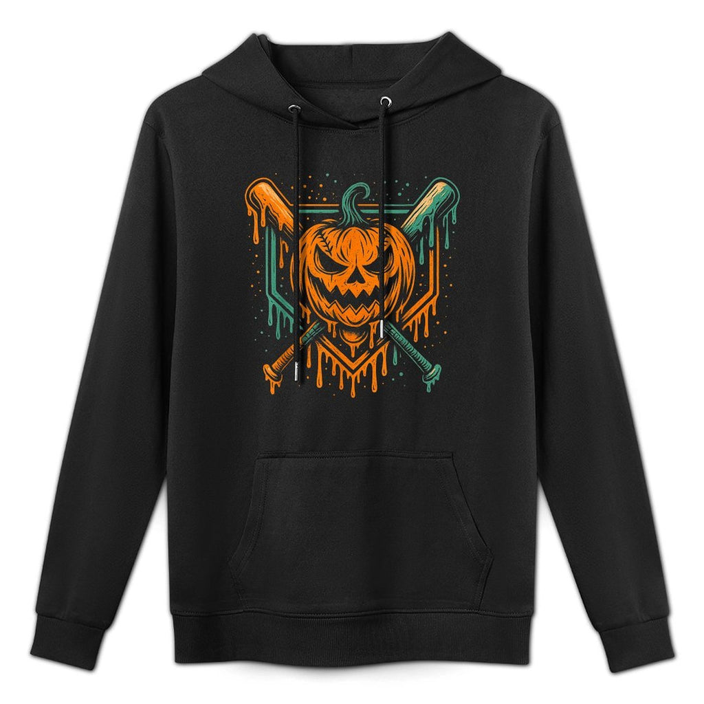Pumpkin Halloween Baseball Ice Cream Drip Spooky Boys Youth Machine Washable Hoodie