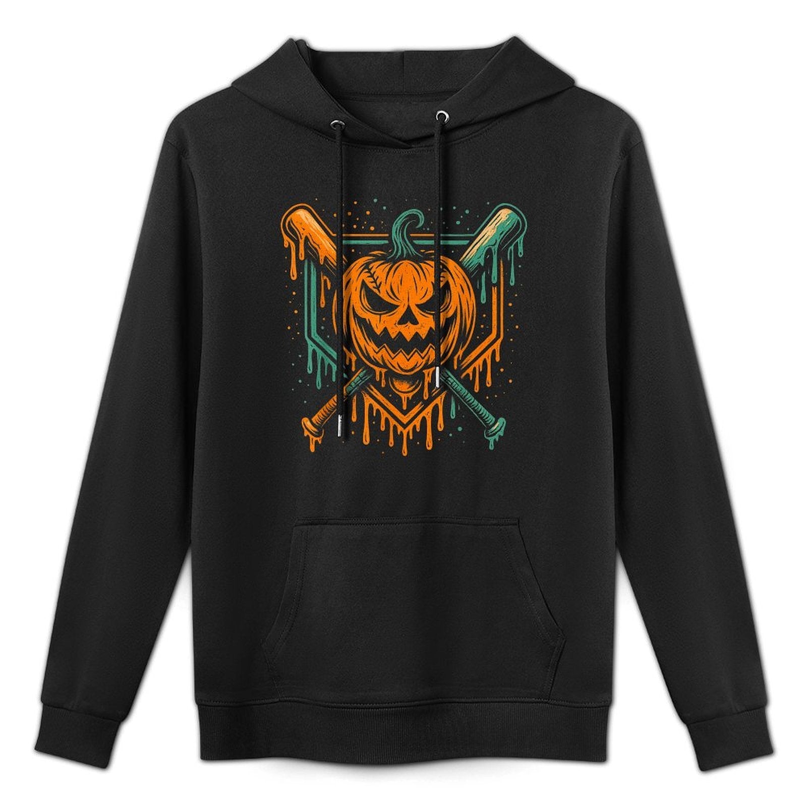 Pumpkin Halloween Baseball Ice Cream Drip Spooky Boys Youth Machine Washable Hoodie