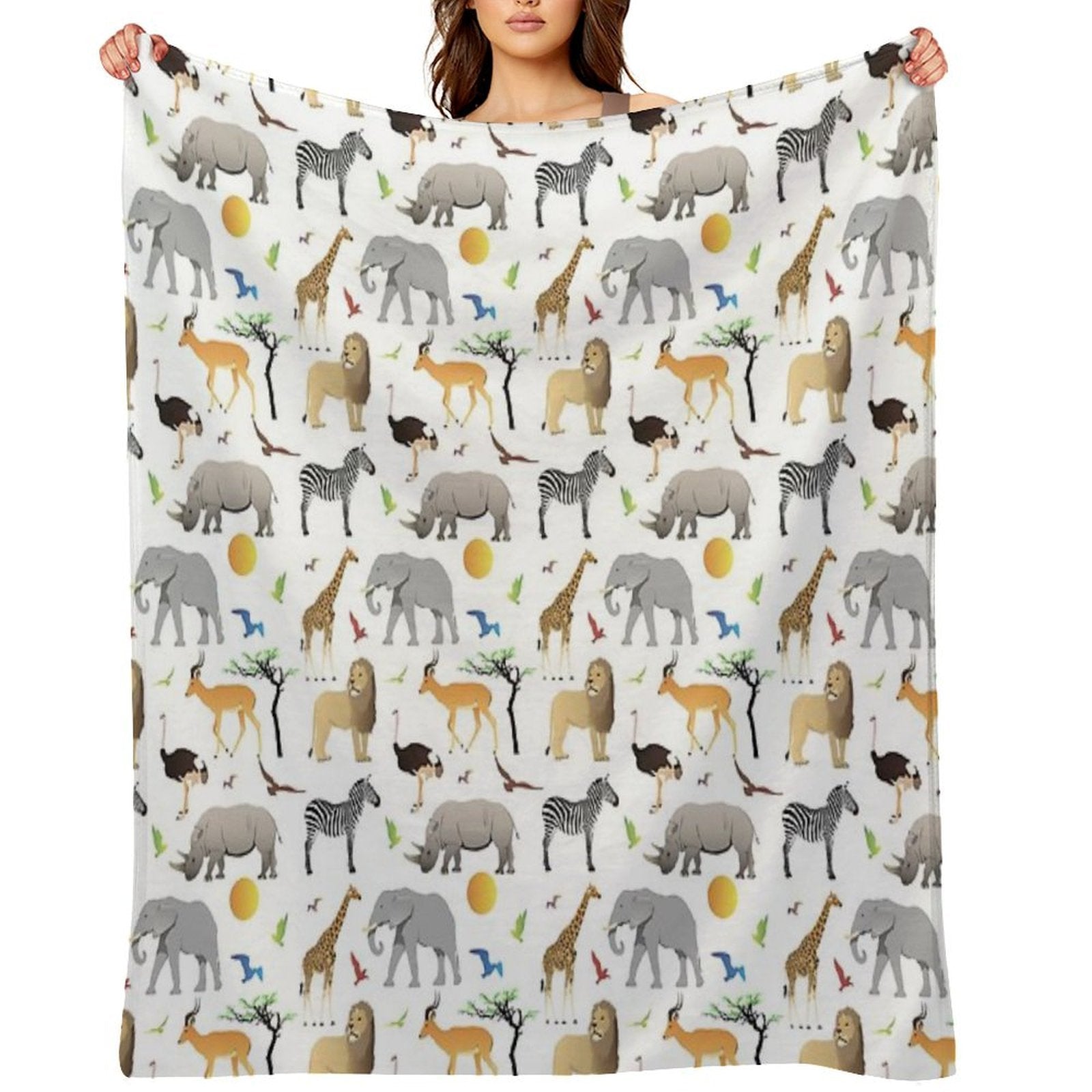 Safari Savanna Various Animals Eco-conscious Throw Blanket