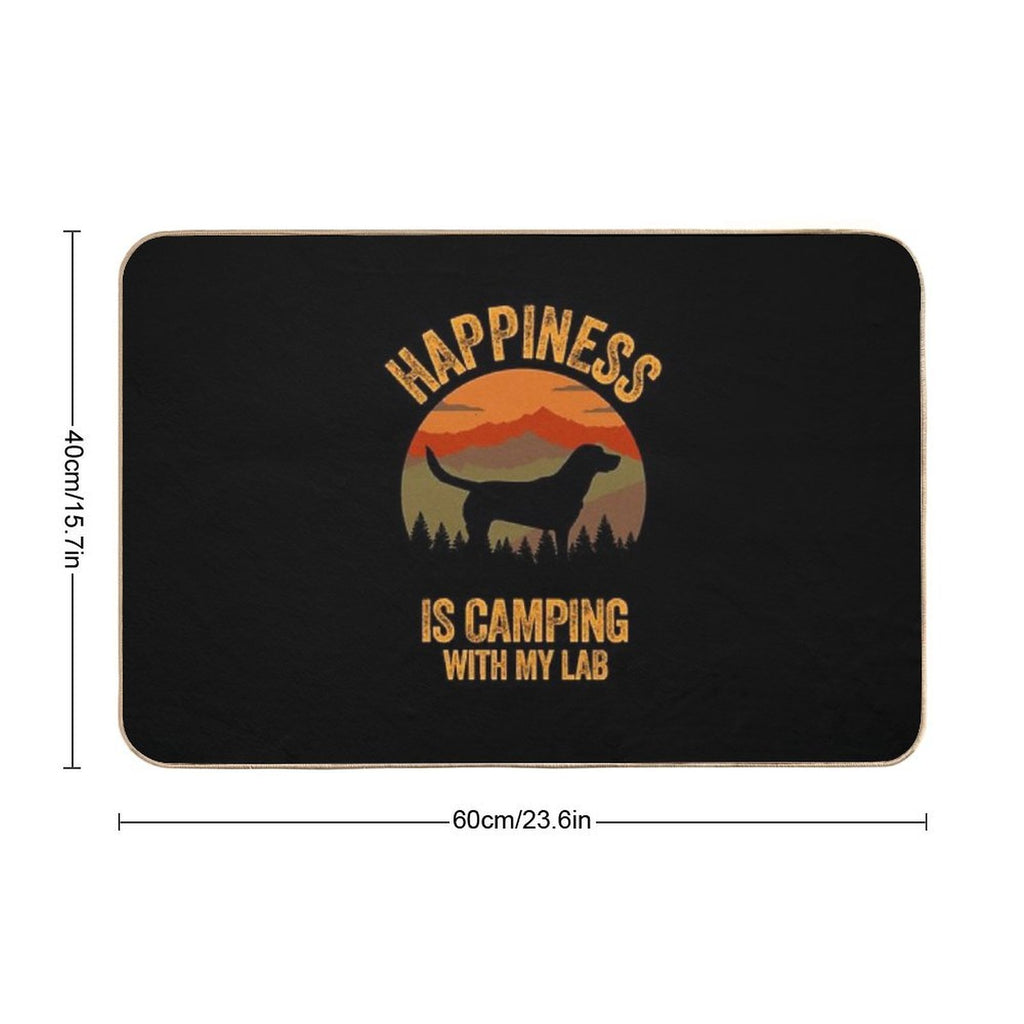 Happiness Is Camping With My Lab Labrador  Dirt-Trapping Bath Mat