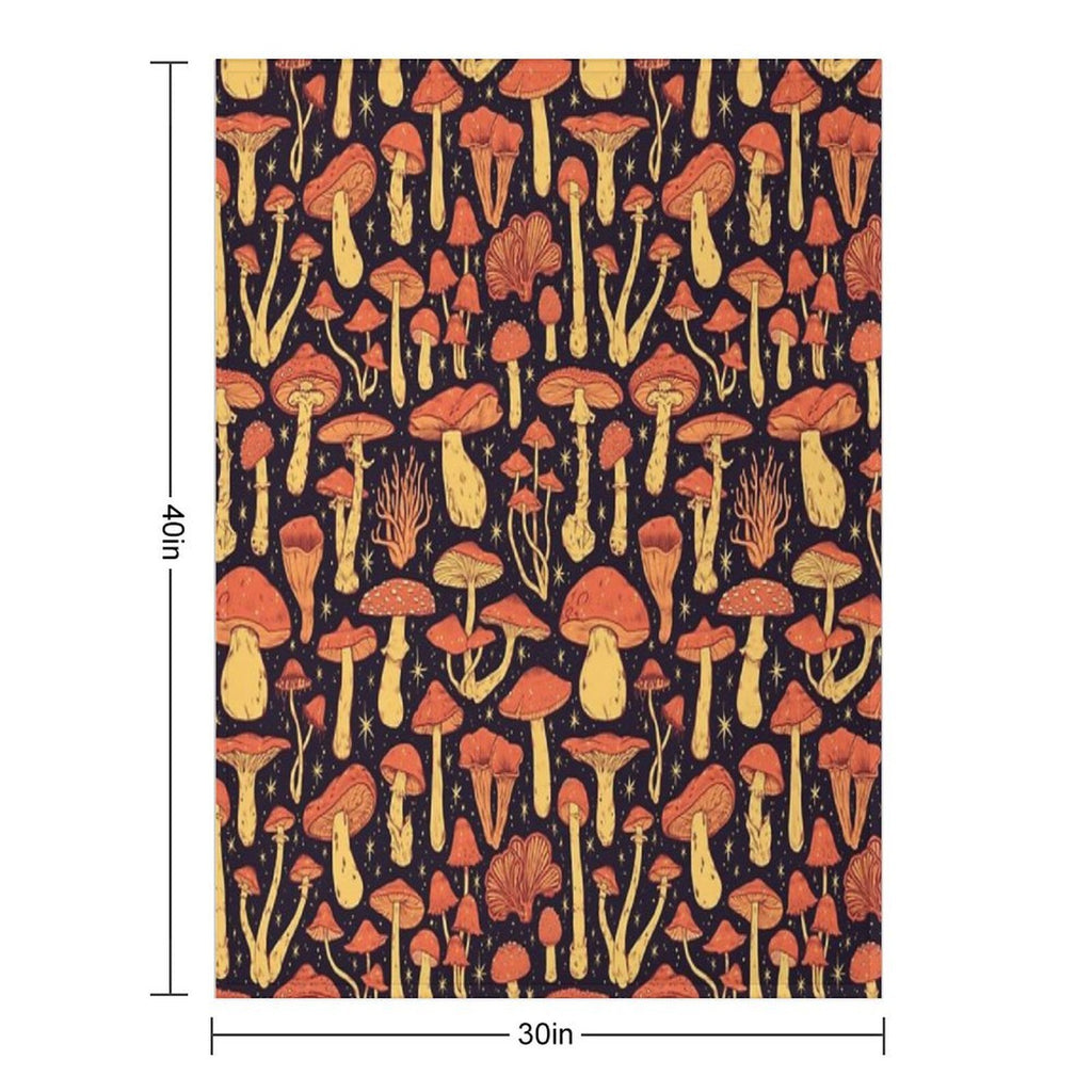 Deadly Mushrooms Orange on Black Durable Throw Blanket