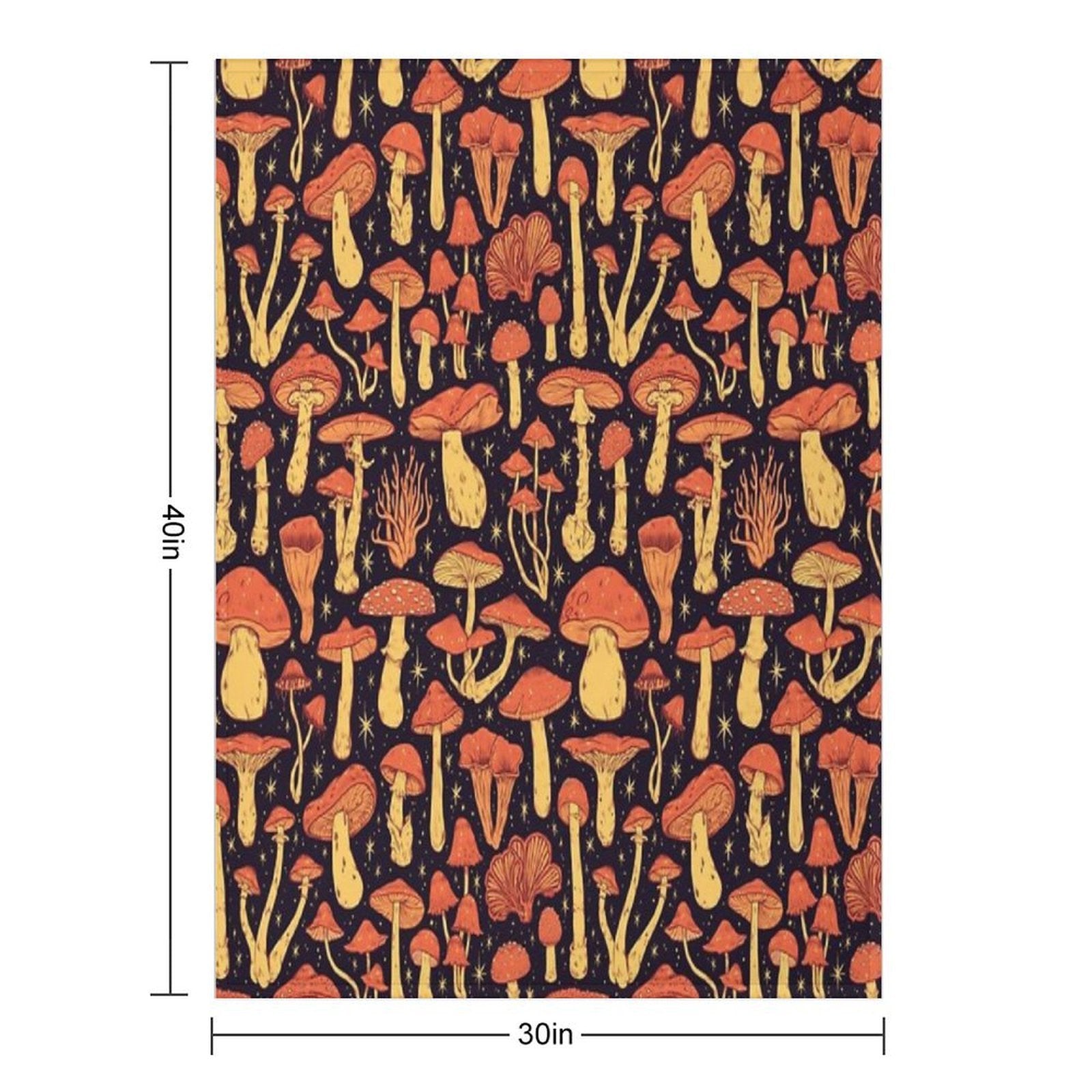 Deadly Mushrooms Orange on Black Durable Throw Blanket