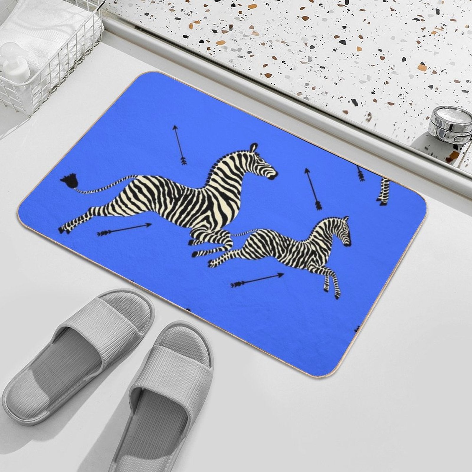 The Tenenbaums Zebra! Royal Blue  Easy To Clean Bath Mat