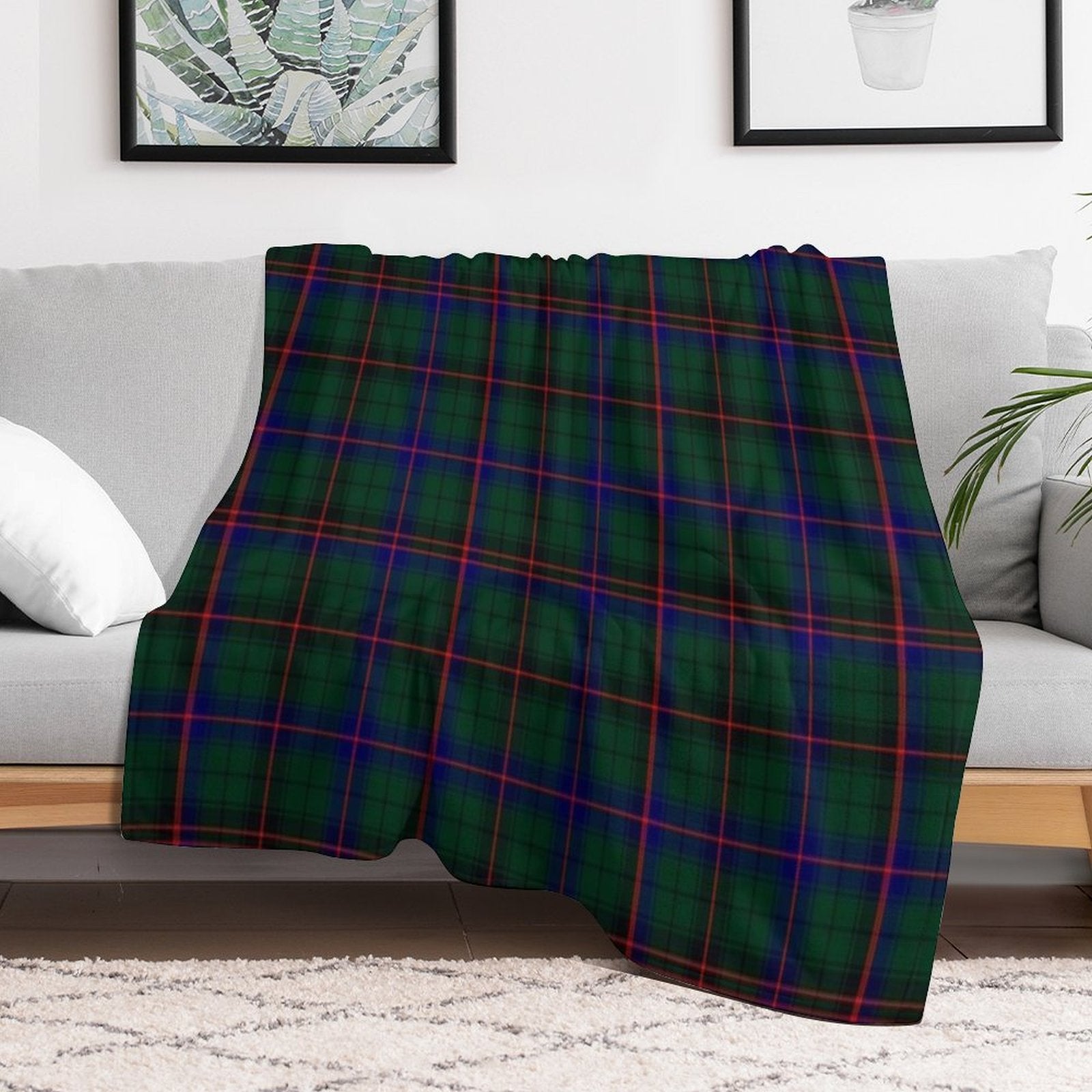 Clan Davidson Tartan Sustainable Throw Blanket