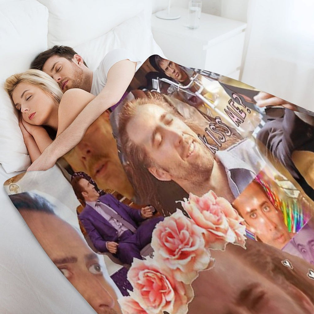 Nic Cage Collage Eco-conscious Throw Blanket
