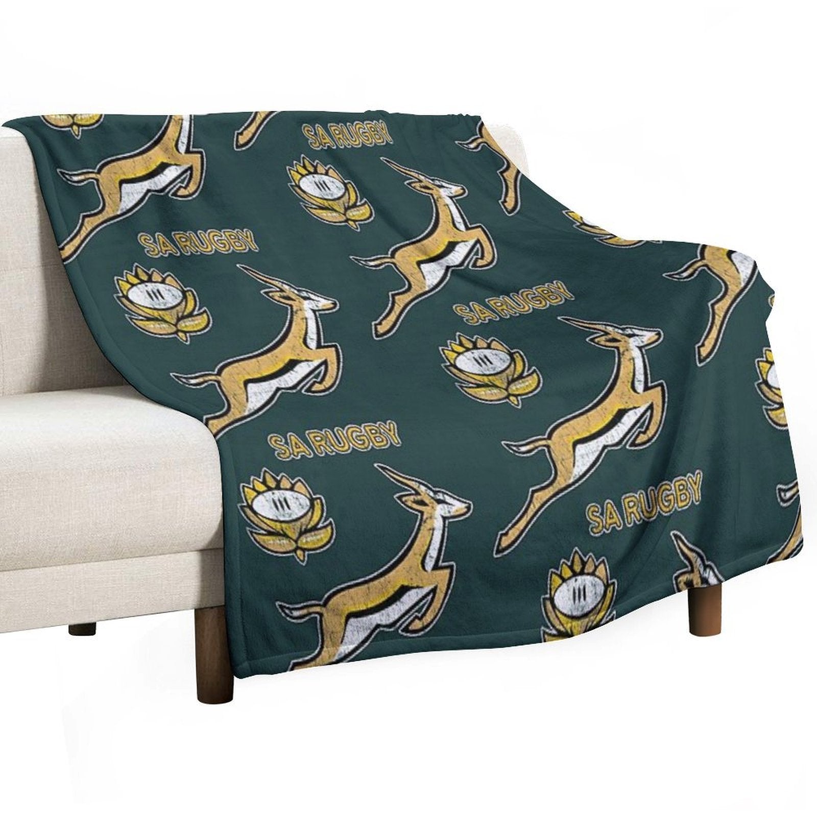 SA Rugby - Vintage Springbok Logo Eco-conscious Throw Blanket