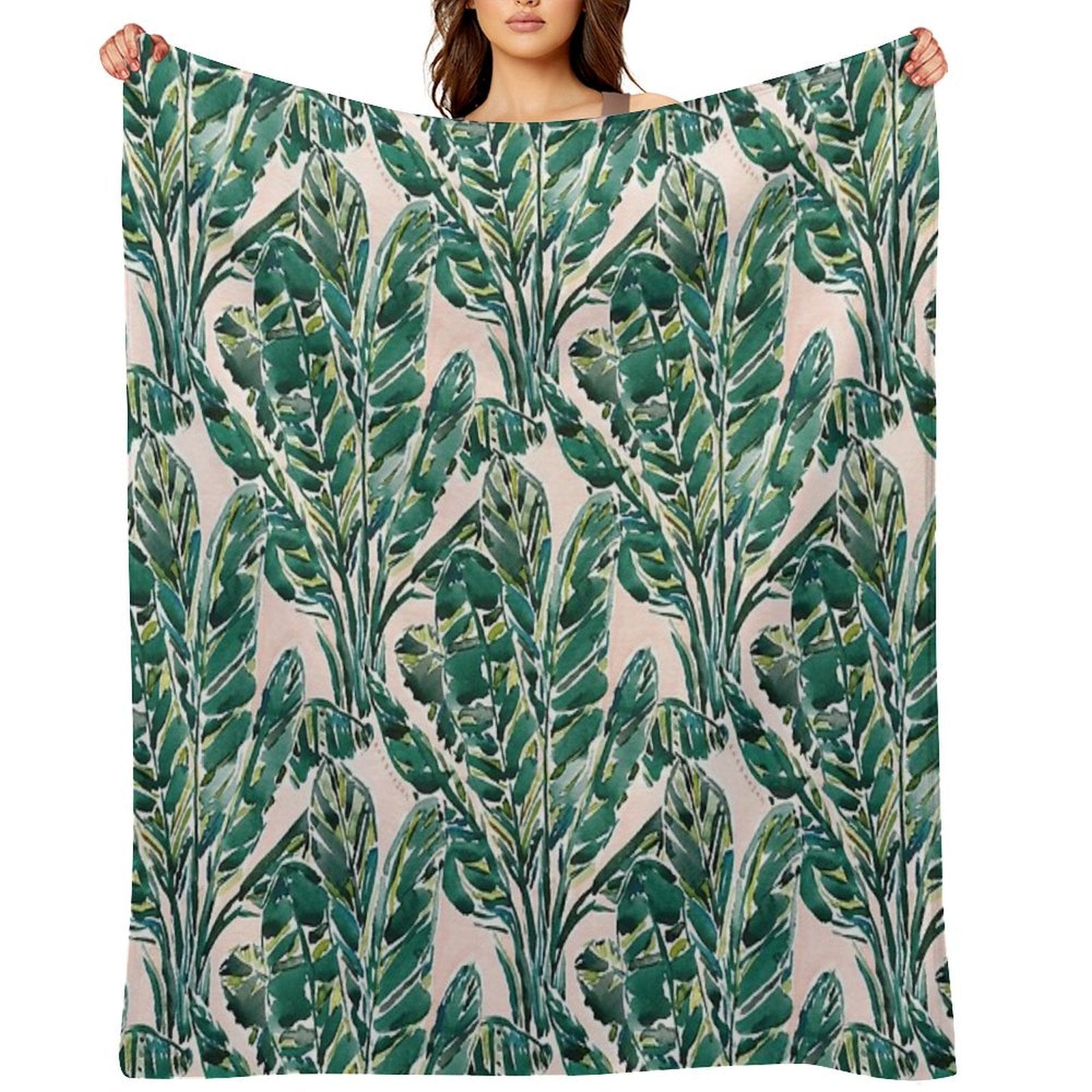 BIG FEELINGS BANANA LEAF TROPICAL Sustainable Throw Blanket