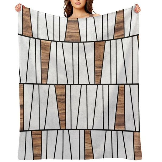 Mid-Century Modern Pattern No.4 - Concrete And Wood Premium Throw Blanket