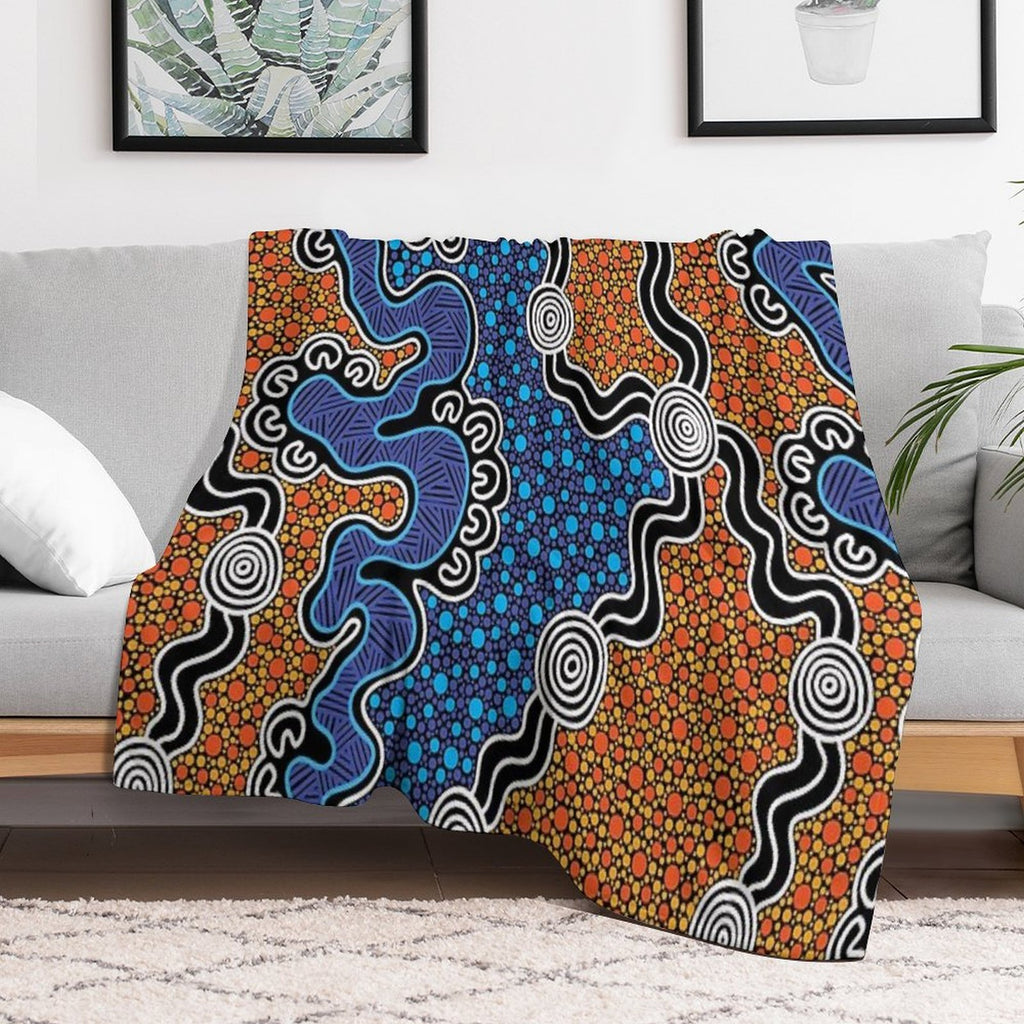 Authentic Aboriginal Art - Gift-ready Throw Blanket