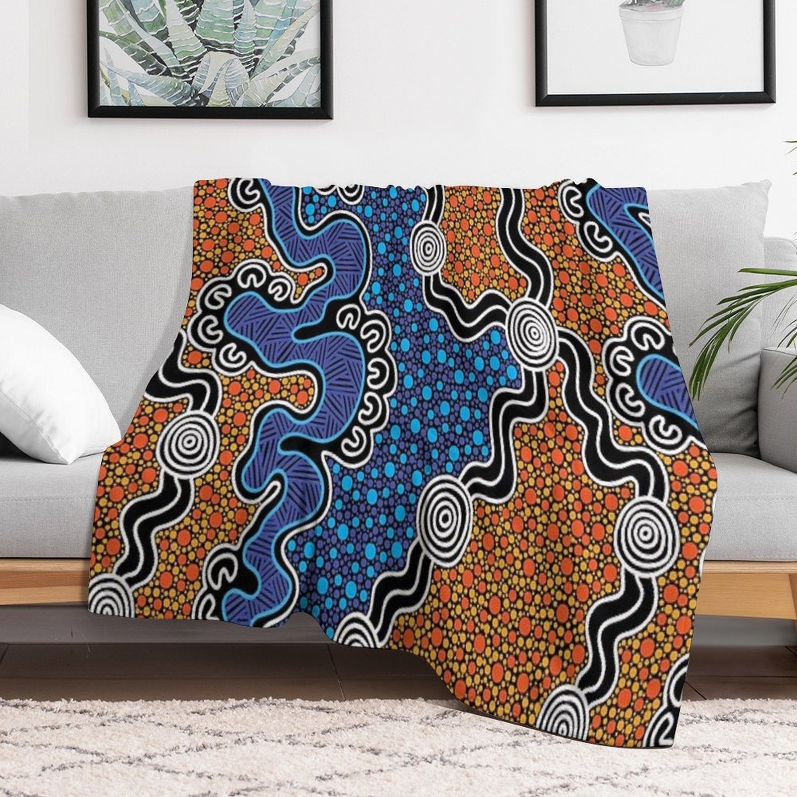 Authentic Aboriginal Art - Gift-ready Throw Blanket