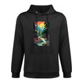 Mountains Trees River Waterfall Woodsy Nature Scene Outdoors Customizable Surface Hoodie