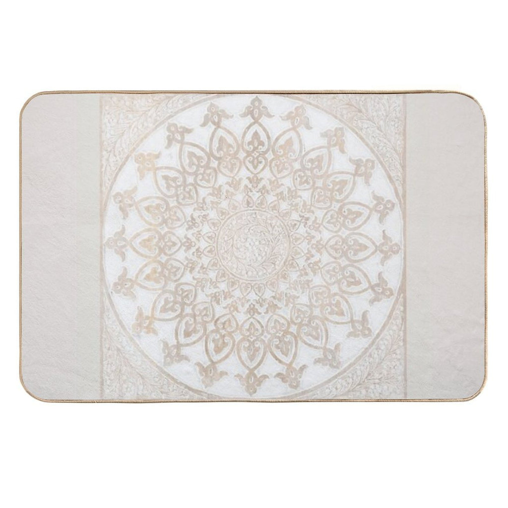 Carved Wooden Mandala Flower Geometric Design Art  Easy To Clean Bath Mat
