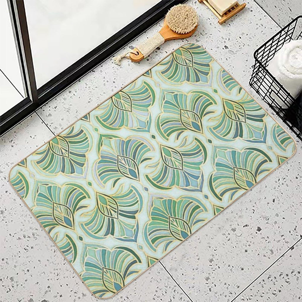 Jade Enamel Art Deco Fans  Absorbent Bath Mat