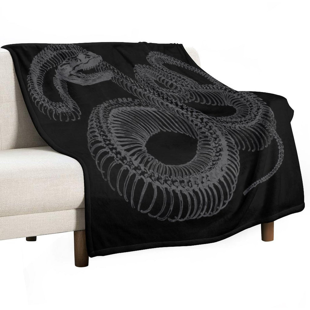 Snake & Bones - Black Lightweight Throw Blanket