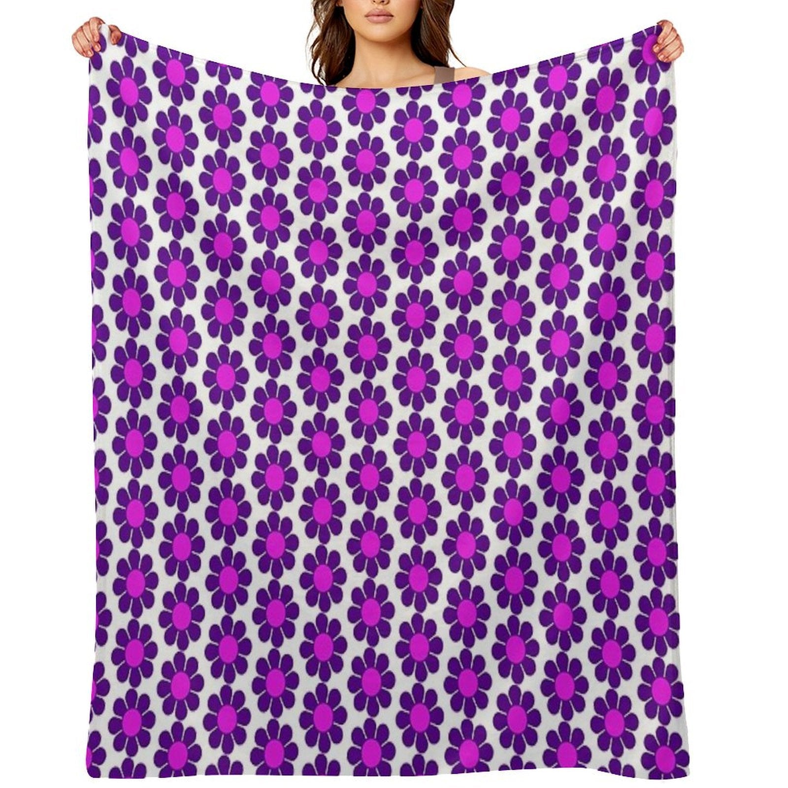 Purple Pink Hippy Flower Daisy Velvety-soft Throw Blanket