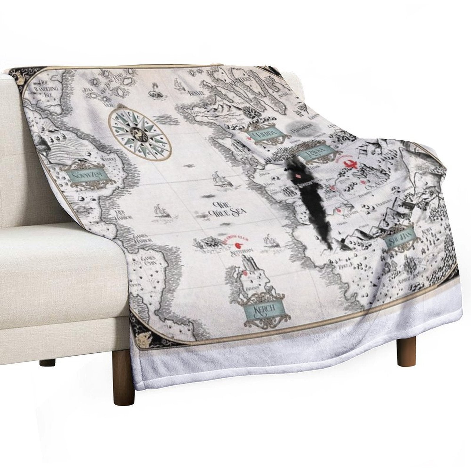Colored- Blue GrishaVerse Map Plush Throw Blanket