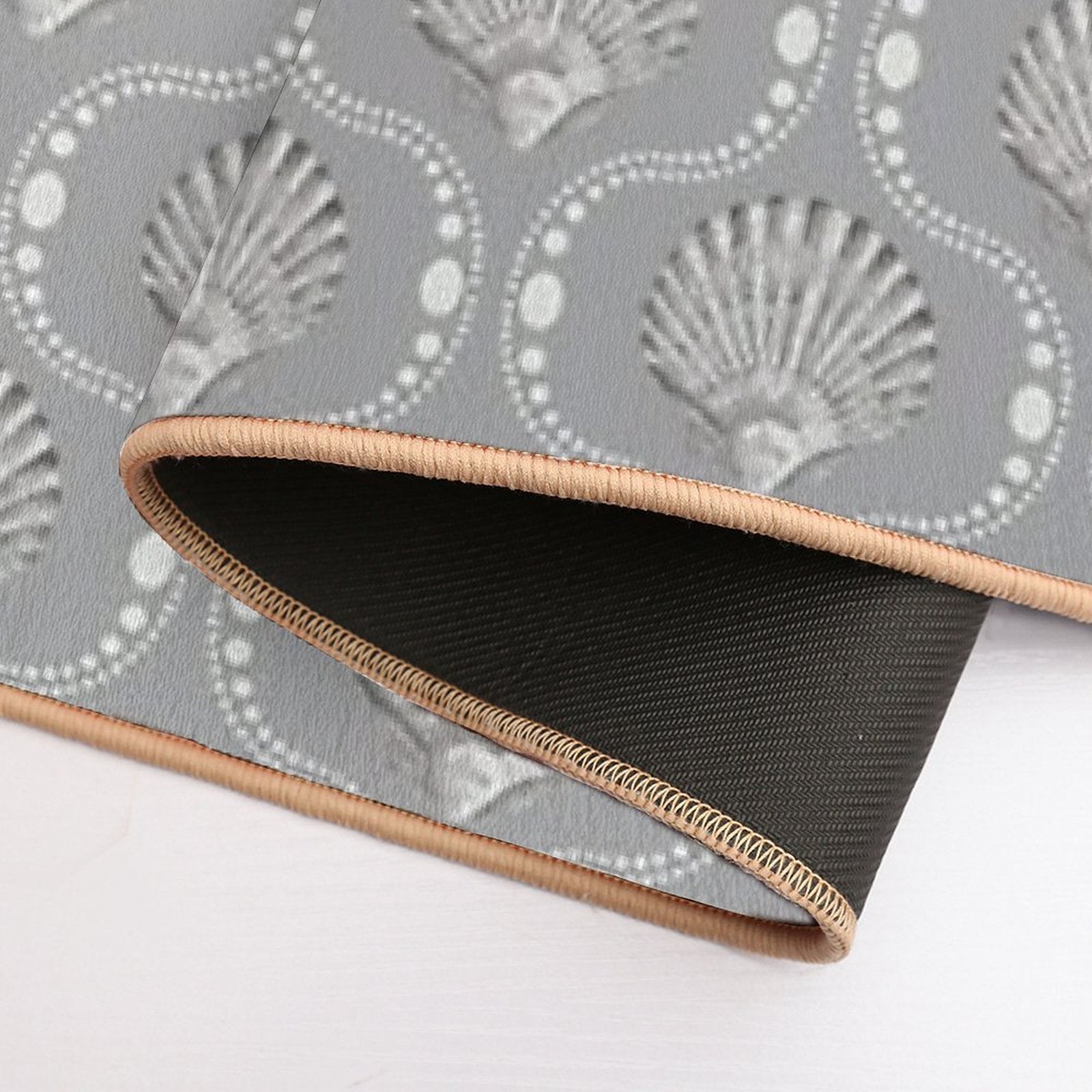 Scallops And Spots Neutral Mocha And Sepia Brown  Pet-Safe Bath Mat