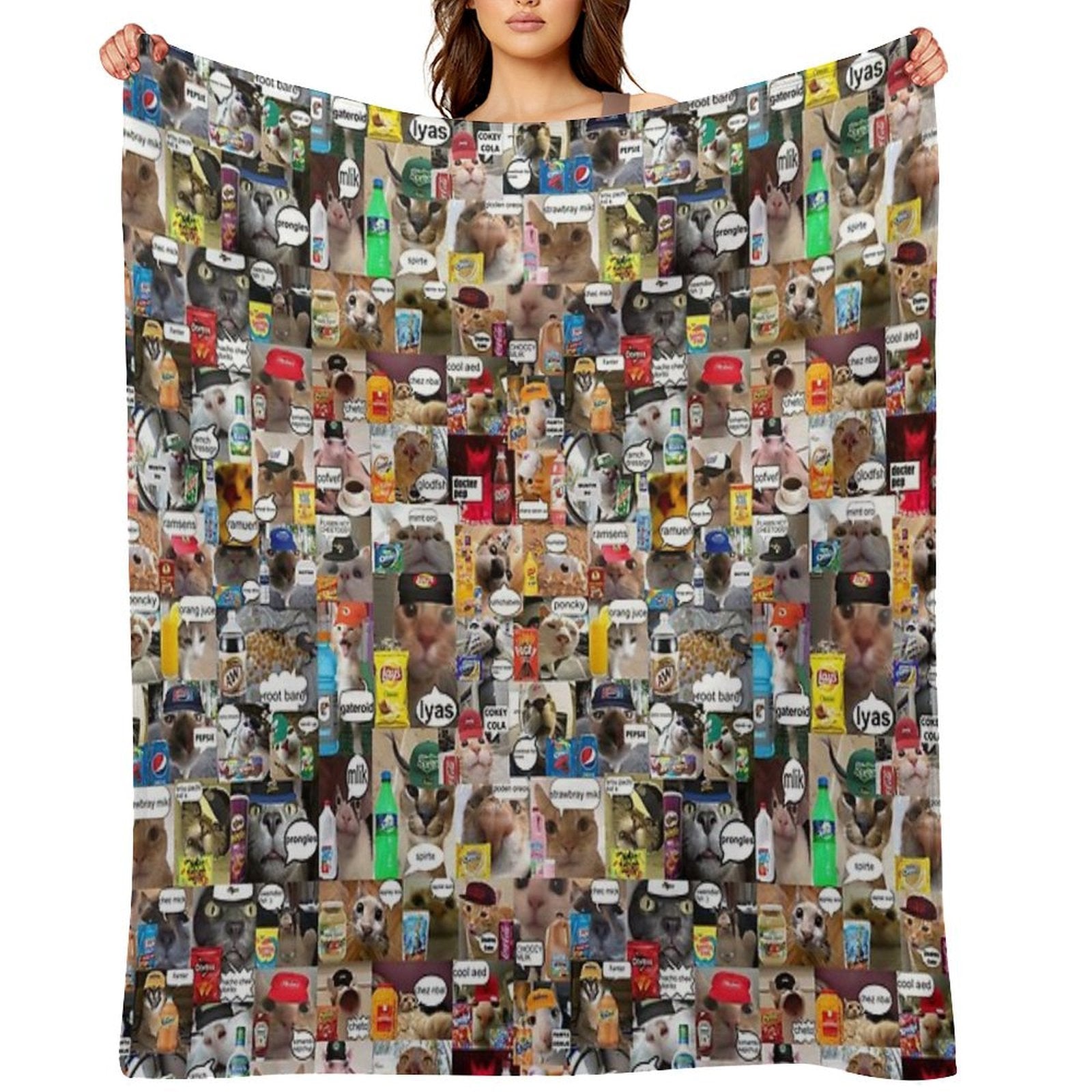 Cats with SnacksDrinks Travel-friendly Throw Blanket