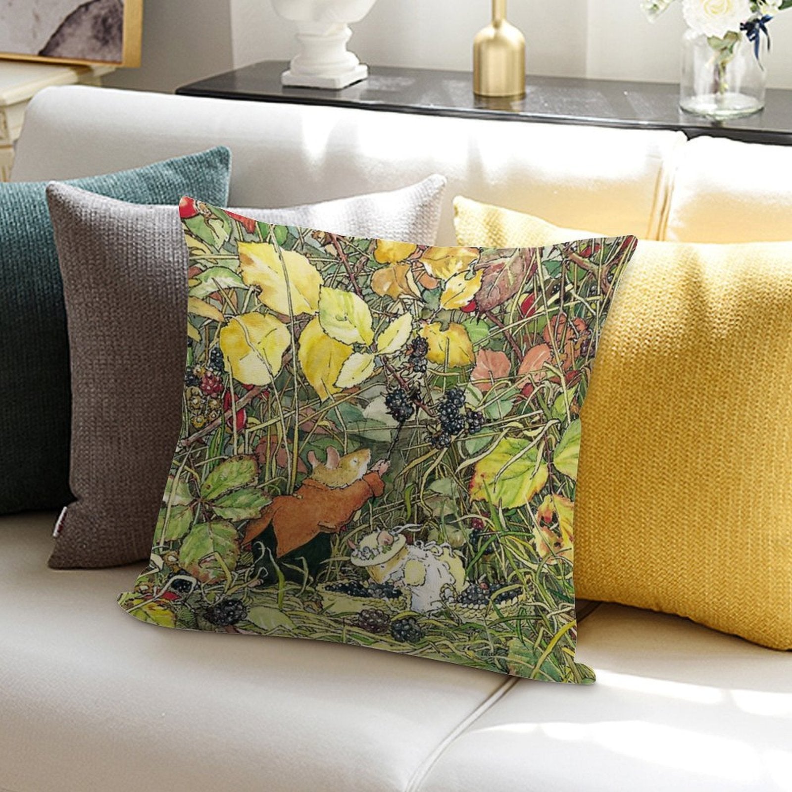 Blackberry Picking Soft Home Decor Throw Pillow