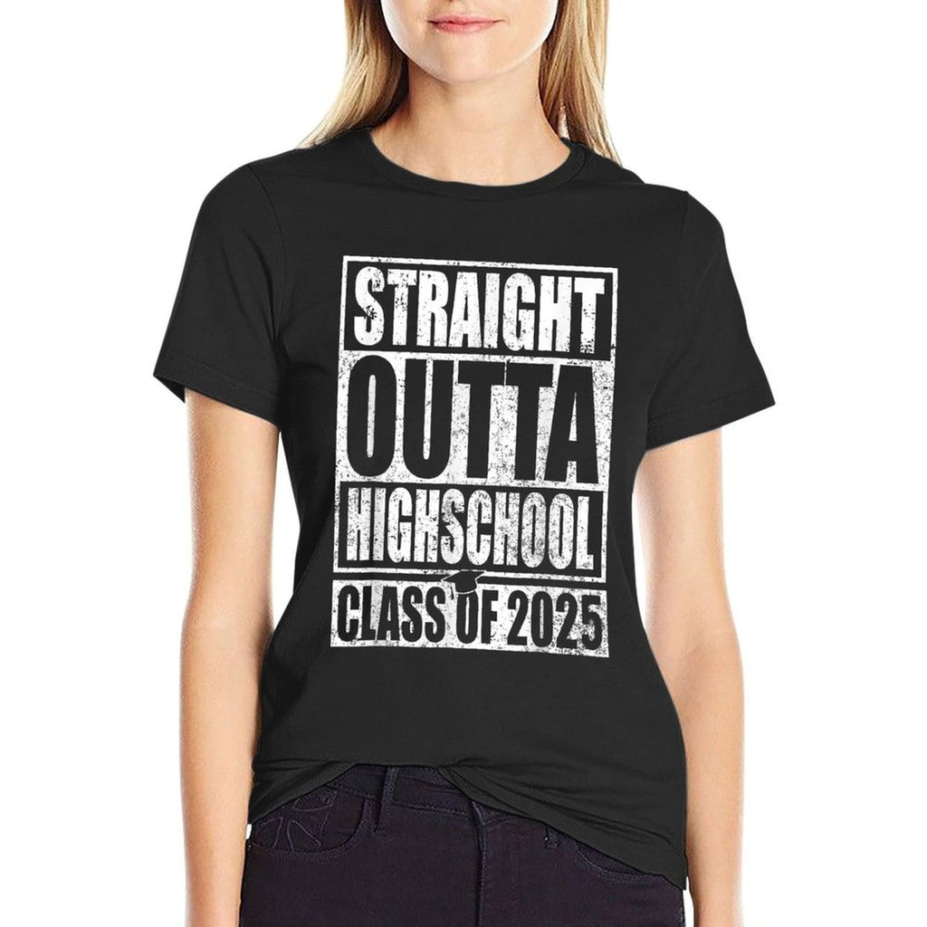 Straight Outta High School Graduation Class Of 2025 Grad  Graphic-printed T-Shirt