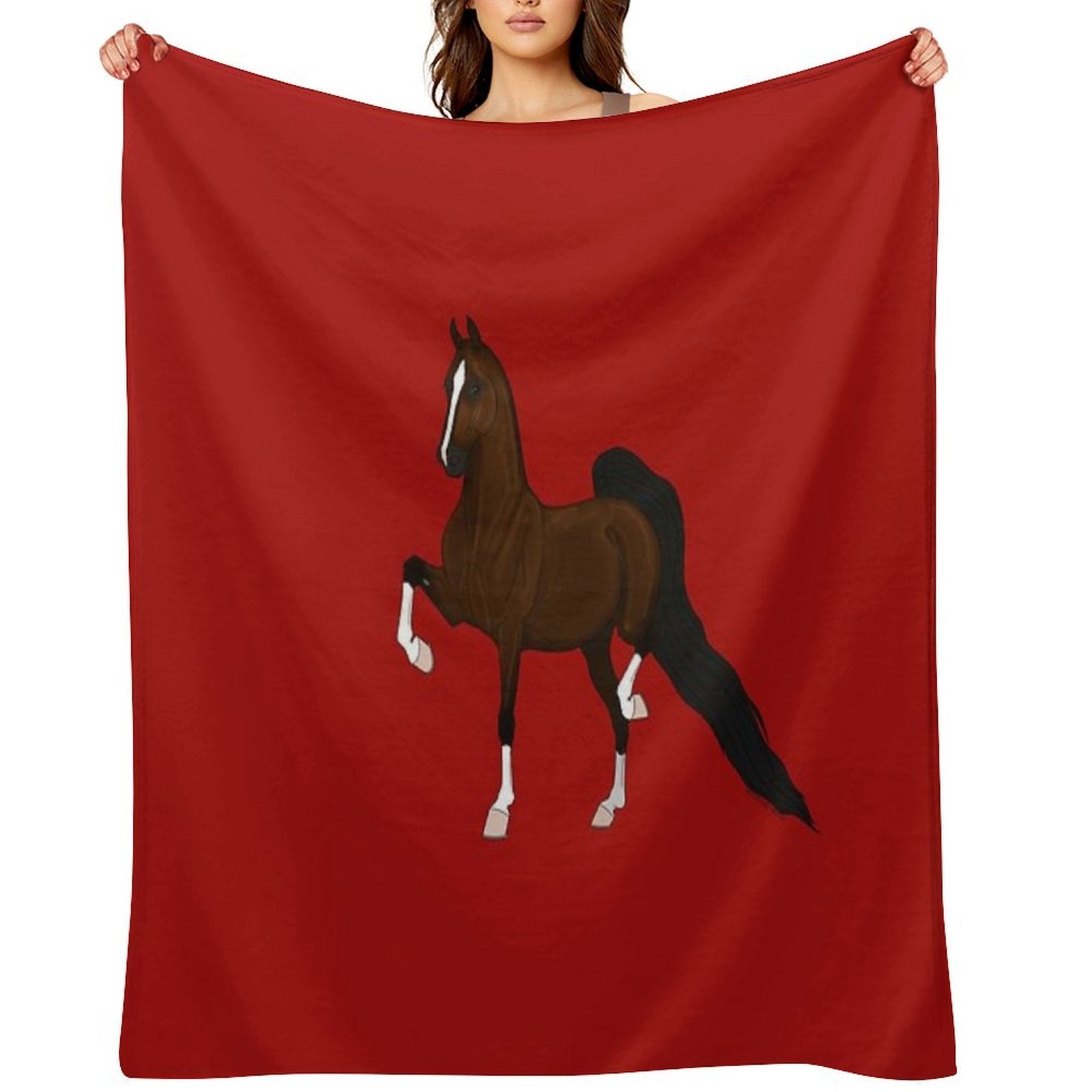 Bay American Saddlebred Horse Compact Throw Blanket