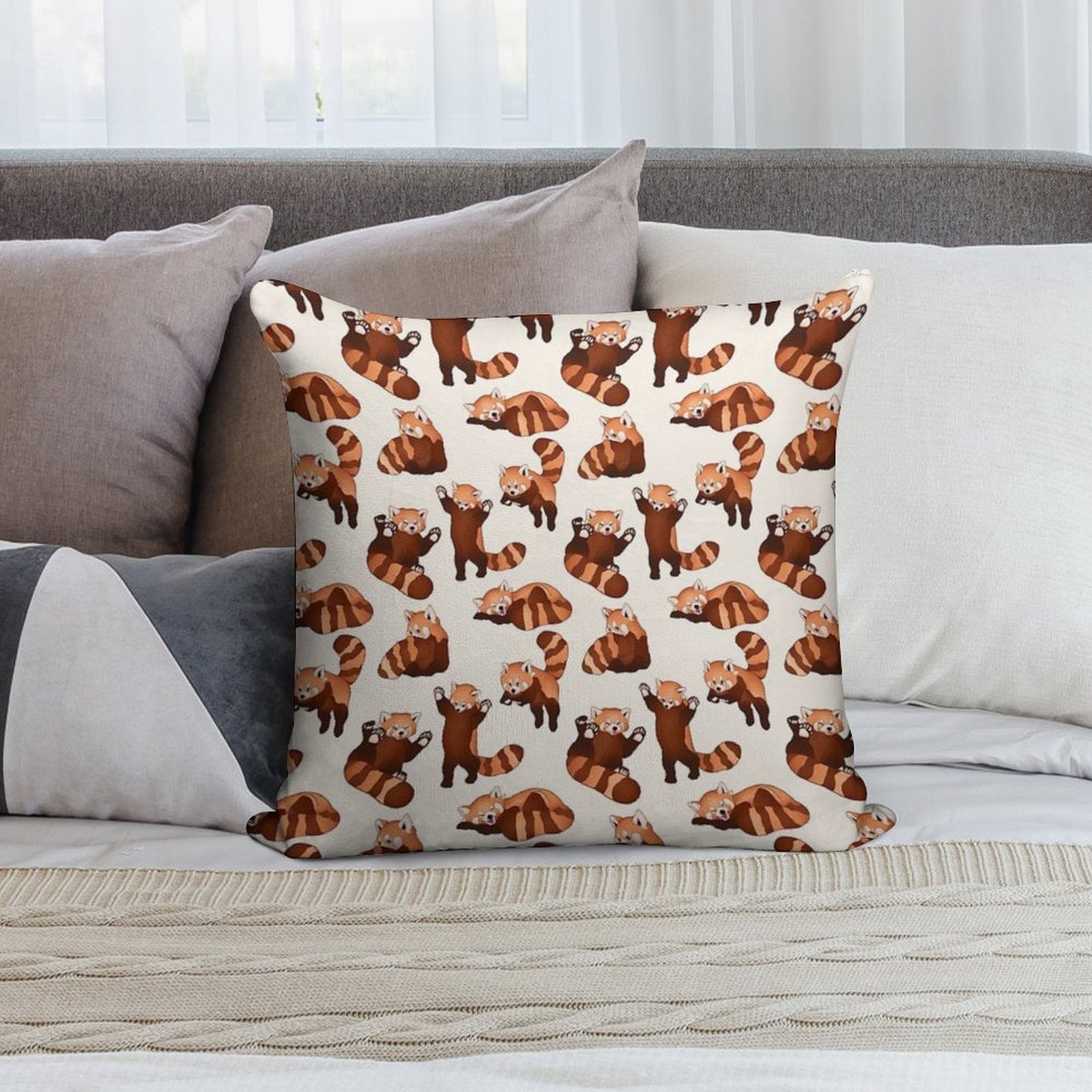 Red Panda Pattern Soft Easy Maintenance Throw Pillow