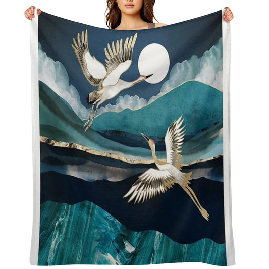 Midnight Cranes Gift-ready Throw Blanket