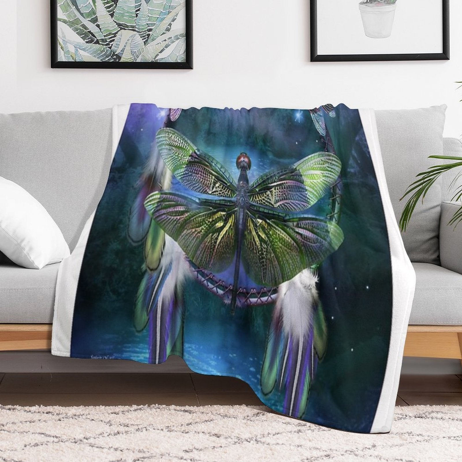 Dream Catcher - Spirit Of The Dragonfly Travel-friendly Throw Blanket