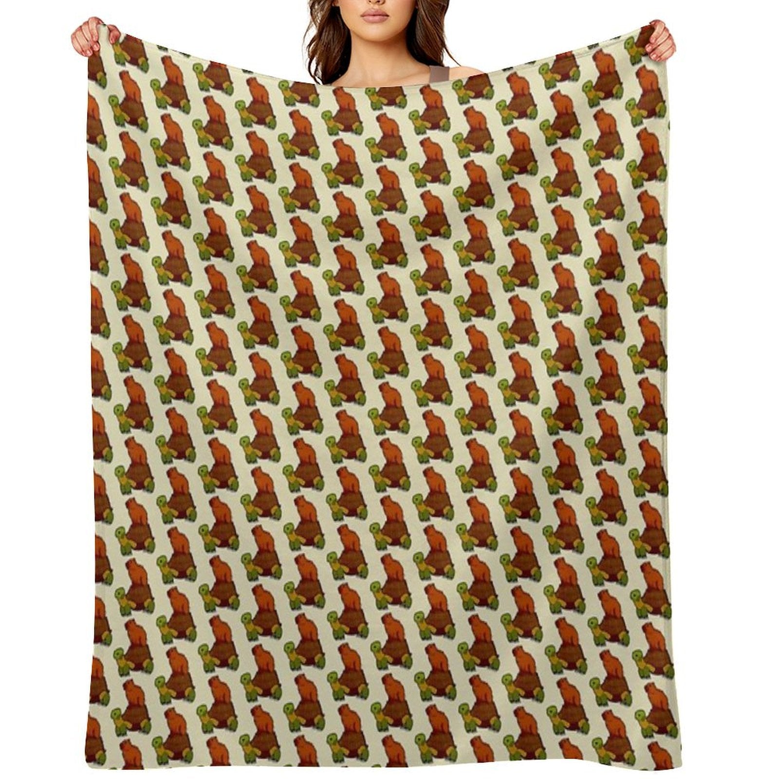 Capybara on Turtle Quick-dry Throw Blanket