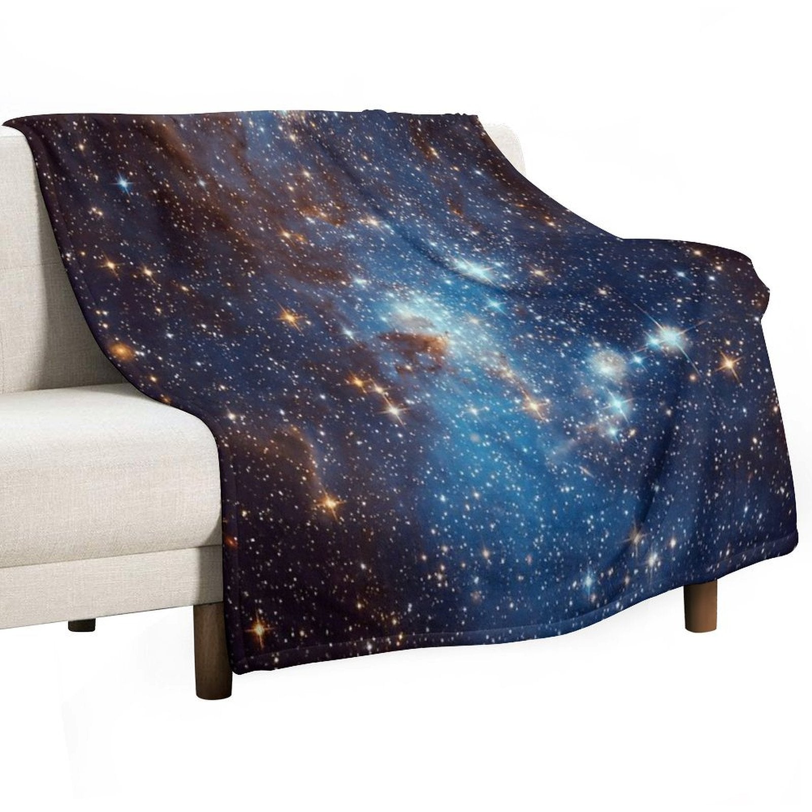 Blue Nebula Stars Space Sustainable Throw Blanket