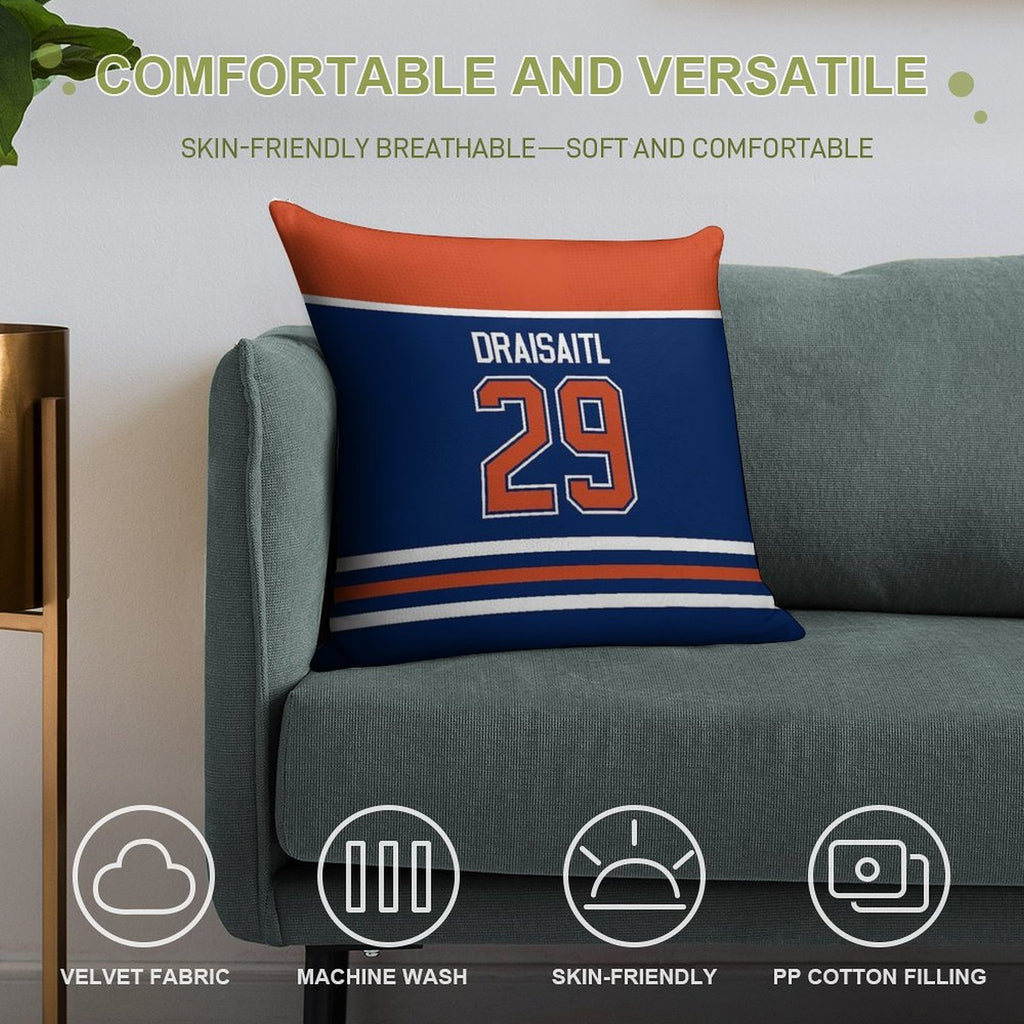 Edmonton Oilers Leon Draisaitl Home Jersey Back Phone Case Soft Anti-Pilling Throw Pillow
