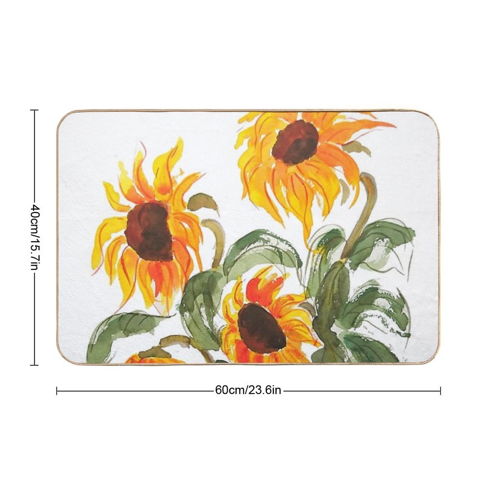 Hand Painted Sunflower Watercolor 2018  Easy Maintenance Bath Mat