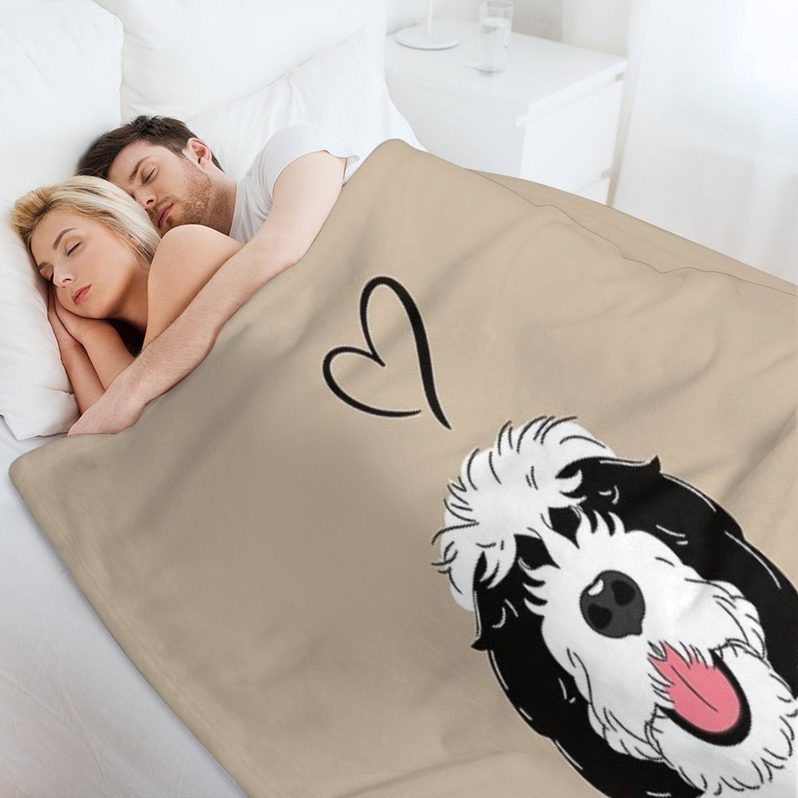 LOVE Black And White Sheepadoodle 1 Easy Care Throw Blanket