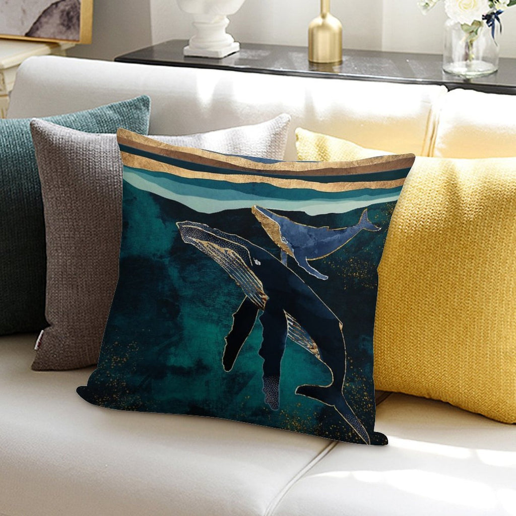Moonlit Whales Soft Bedroom Essential Throw Pillow