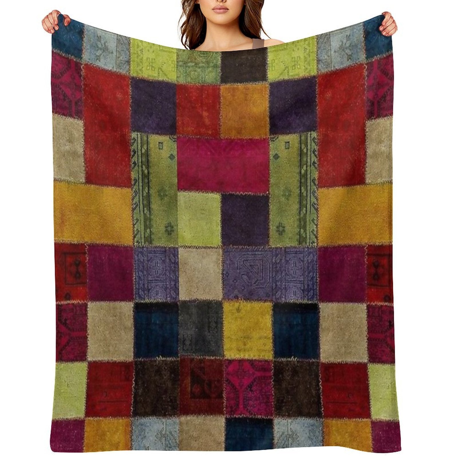 Tradional Oriental Rug Collage Easy Care Throw Blanket