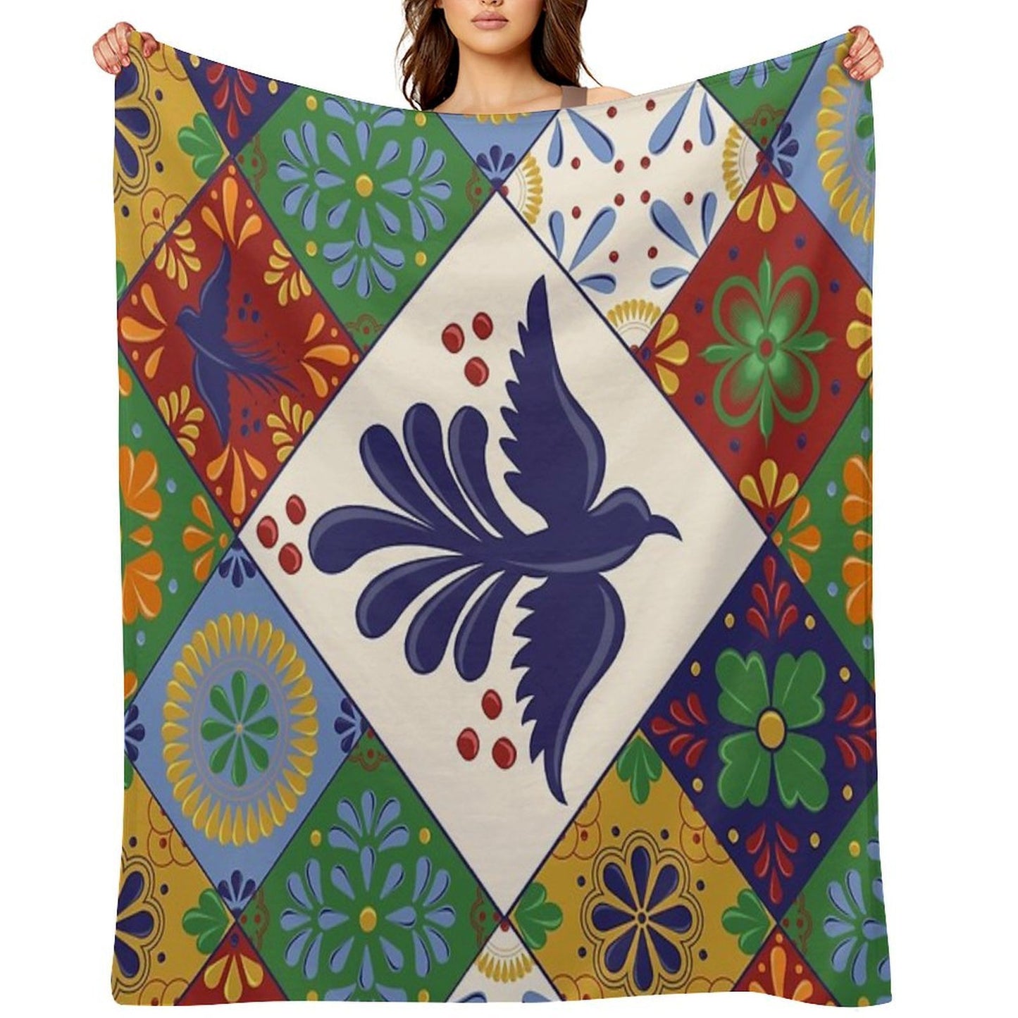 Mexican Talavera Tiles Colorful Pattern Velvety-soft Throw Blanket