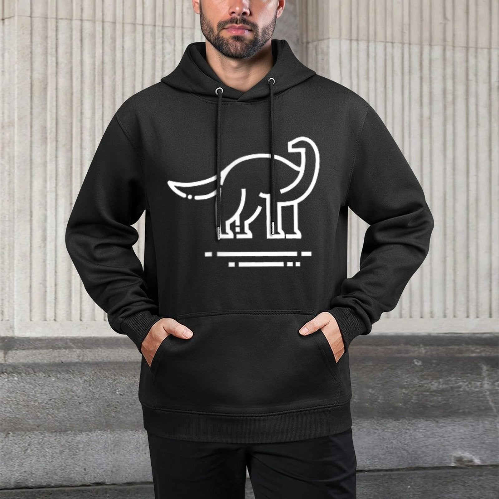 Brontosaurus For Men Women  Kids  Dinosaur Badge Adjustable Hood Hoodie
