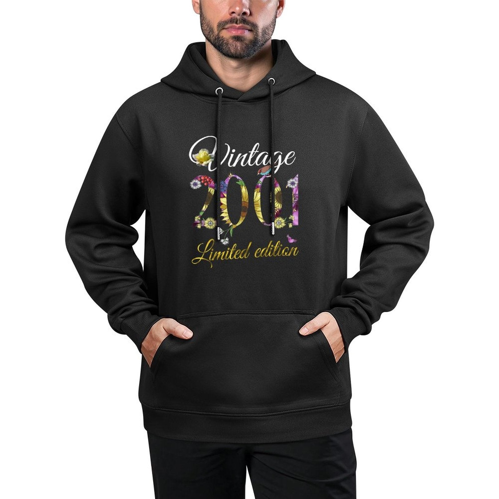 Vintage 2001 21 Year Old Sunflowers Floral 21st Birthday Adjustable Hood Hoodie