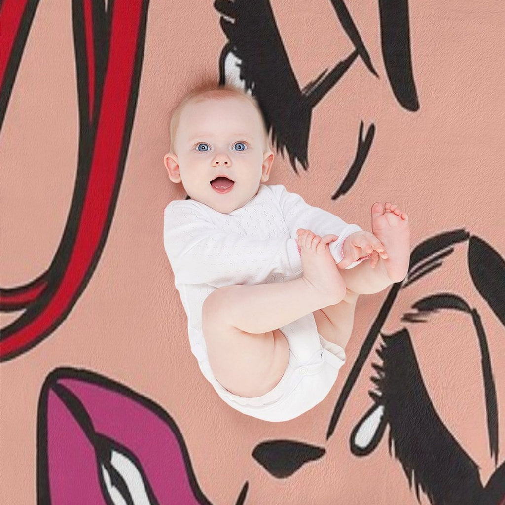 Red Crying Comic Girl Eco-conscious Throw Blanket