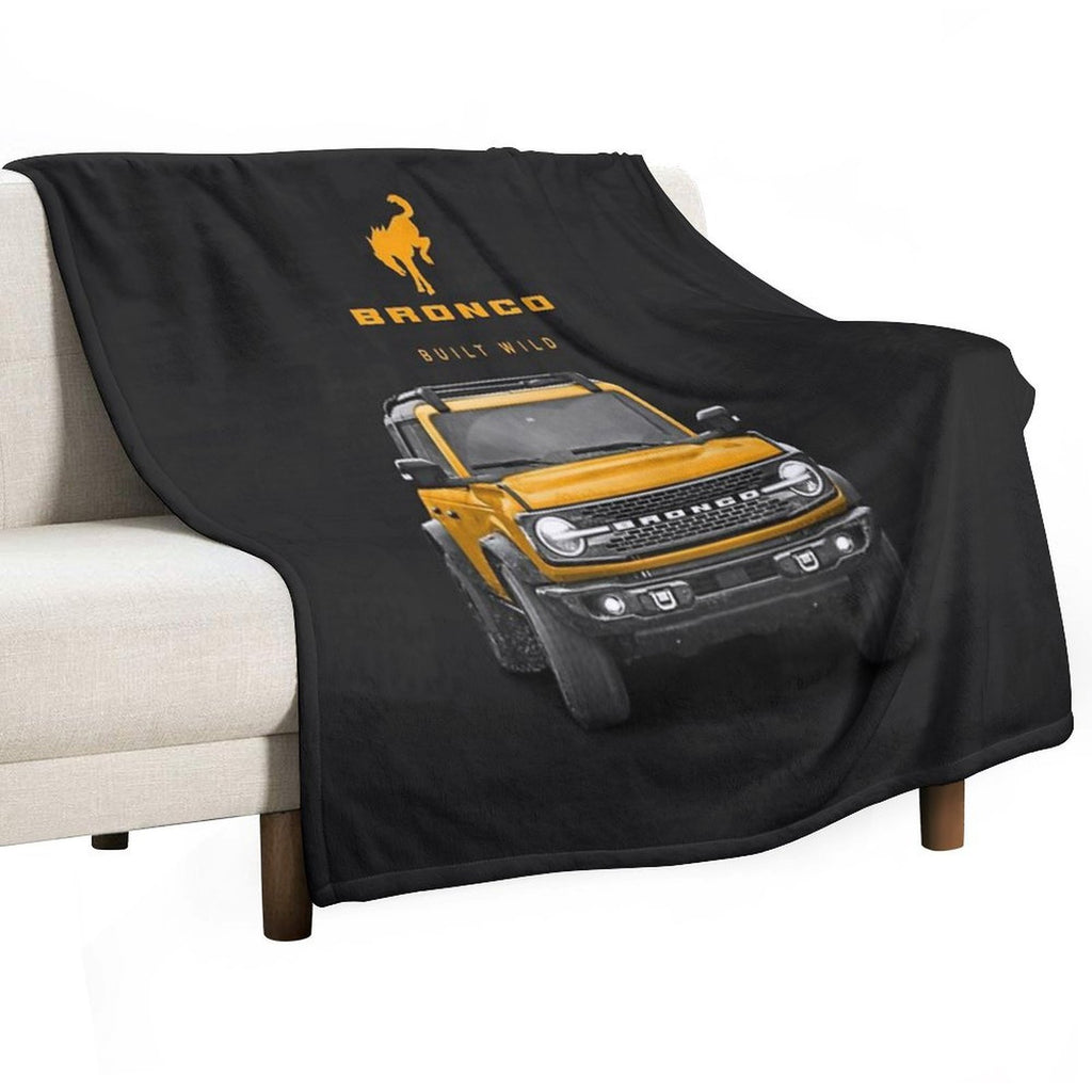 Bronco And Logo - Cyber Orange Sustainable Throw Blanket
