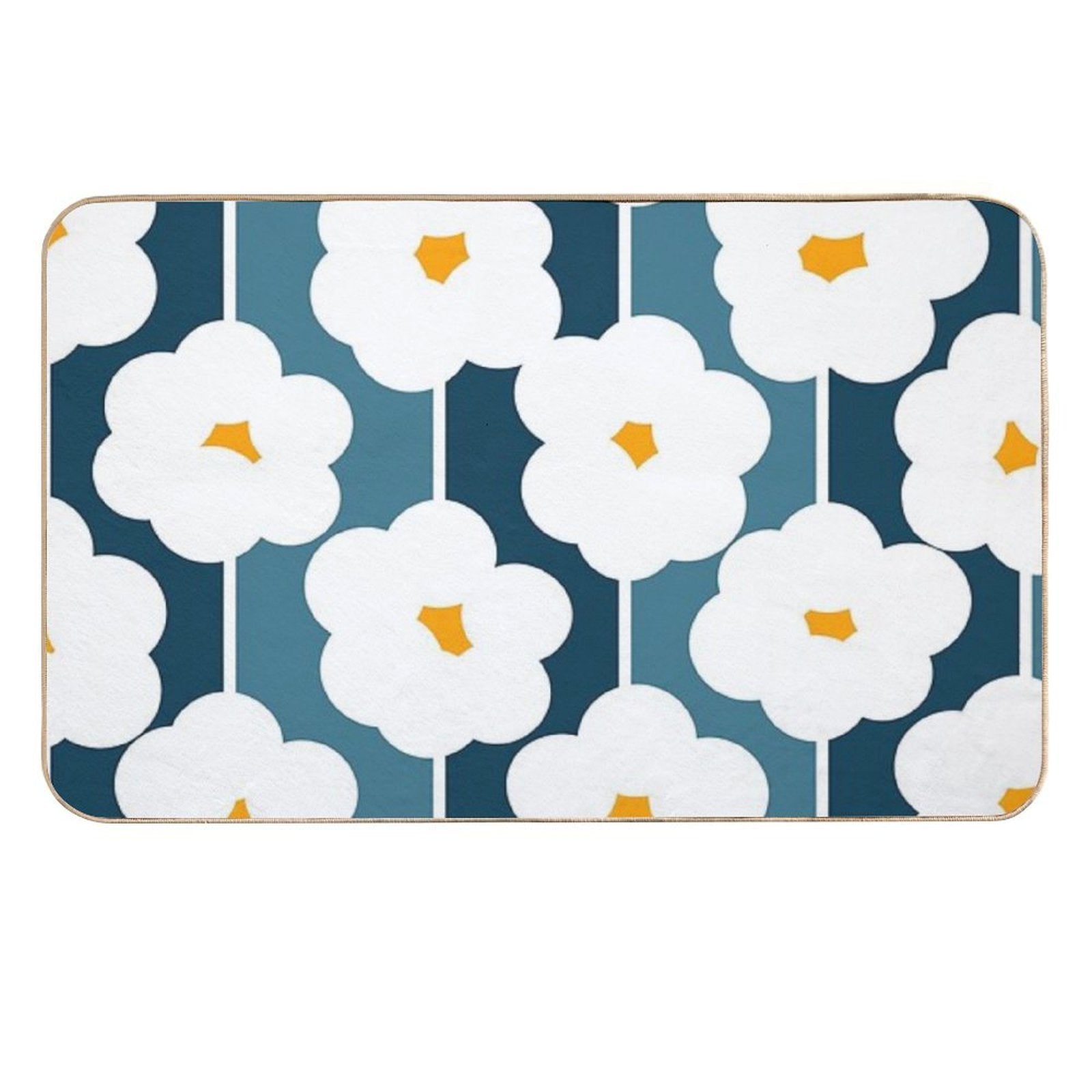 Joyful Abstract Floral Daisies Pattern  Eco-Friendly Bath Mat