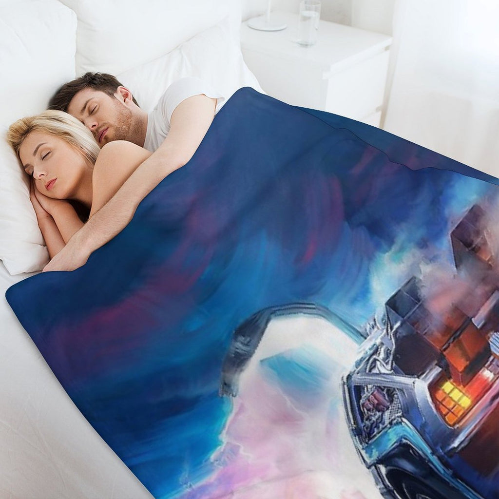 Back to The Future Delorean Time Machine Sustainable Throw Blanket