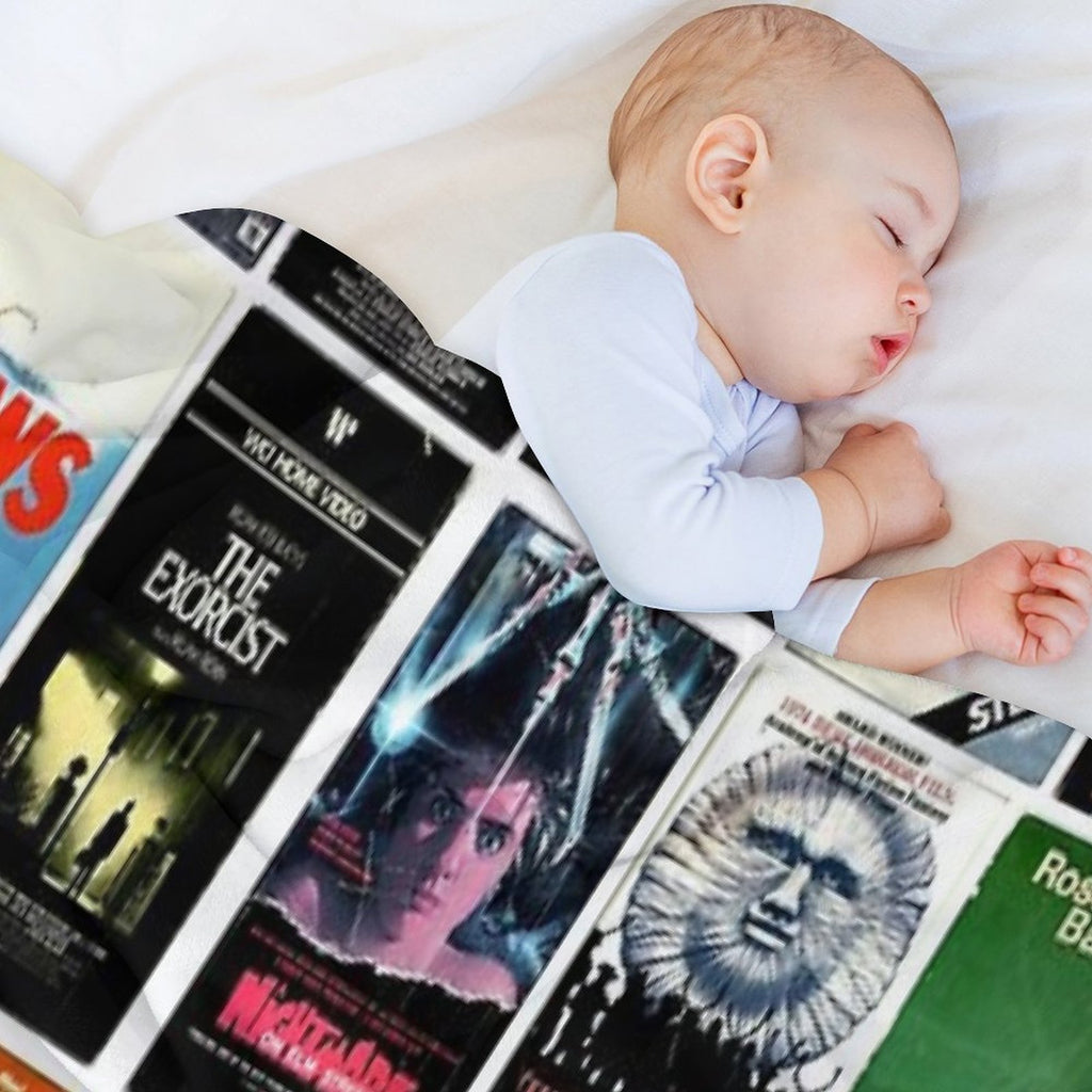 Horror Movie Classics - Cult Films - Vintage VHS Collection Travel-friendly Throw Blanket