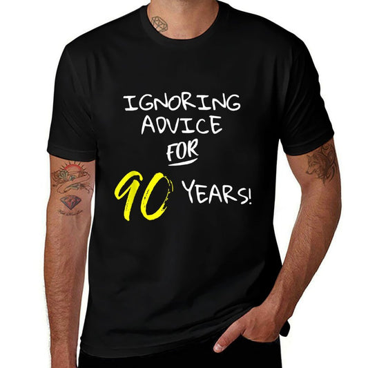 Ignoring Advice For 90 Years Funny Happy 90th Birthday Gift  Heathered Texture T-Shirt