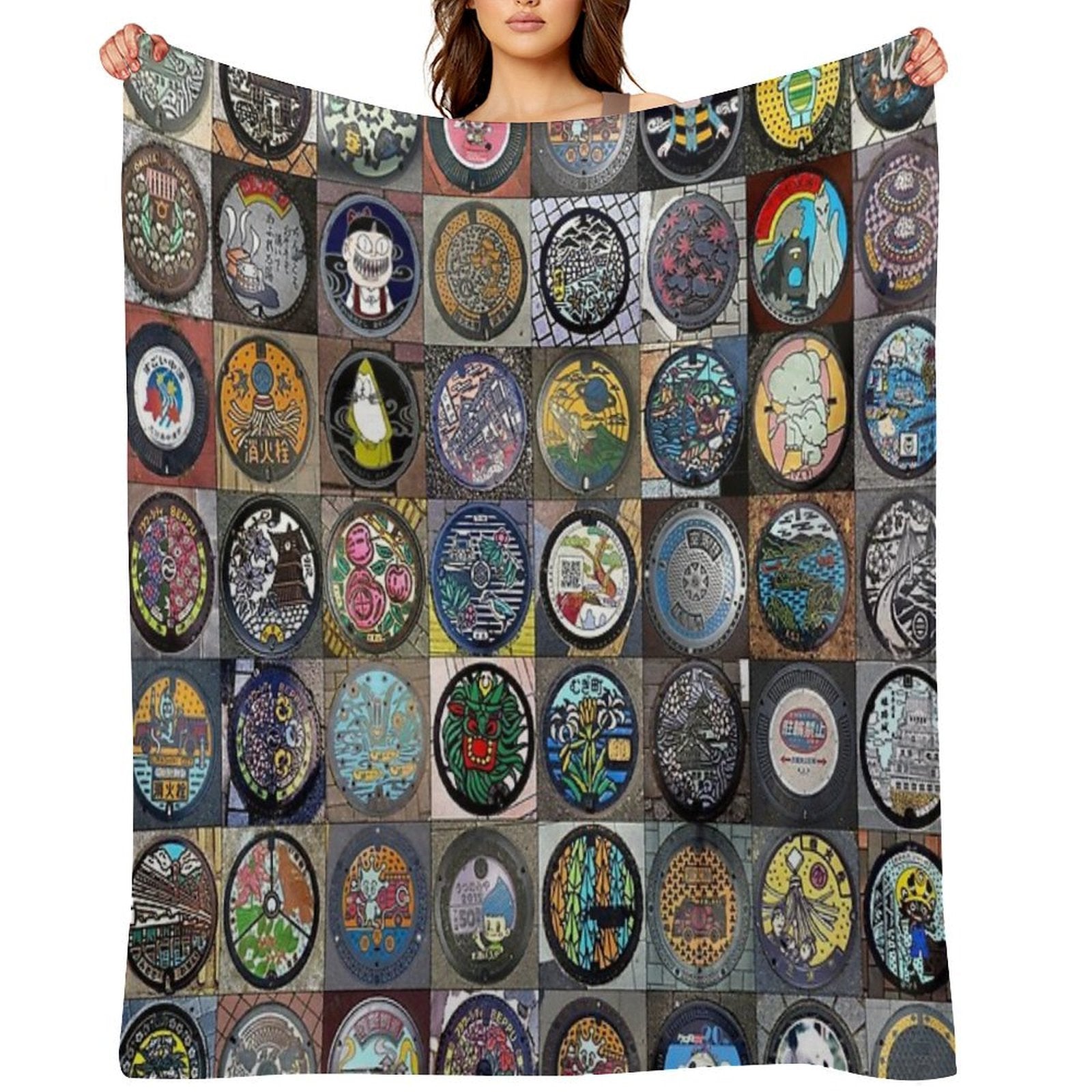 Japanese Manhole Covers Wrinkle-free Throw Blanket