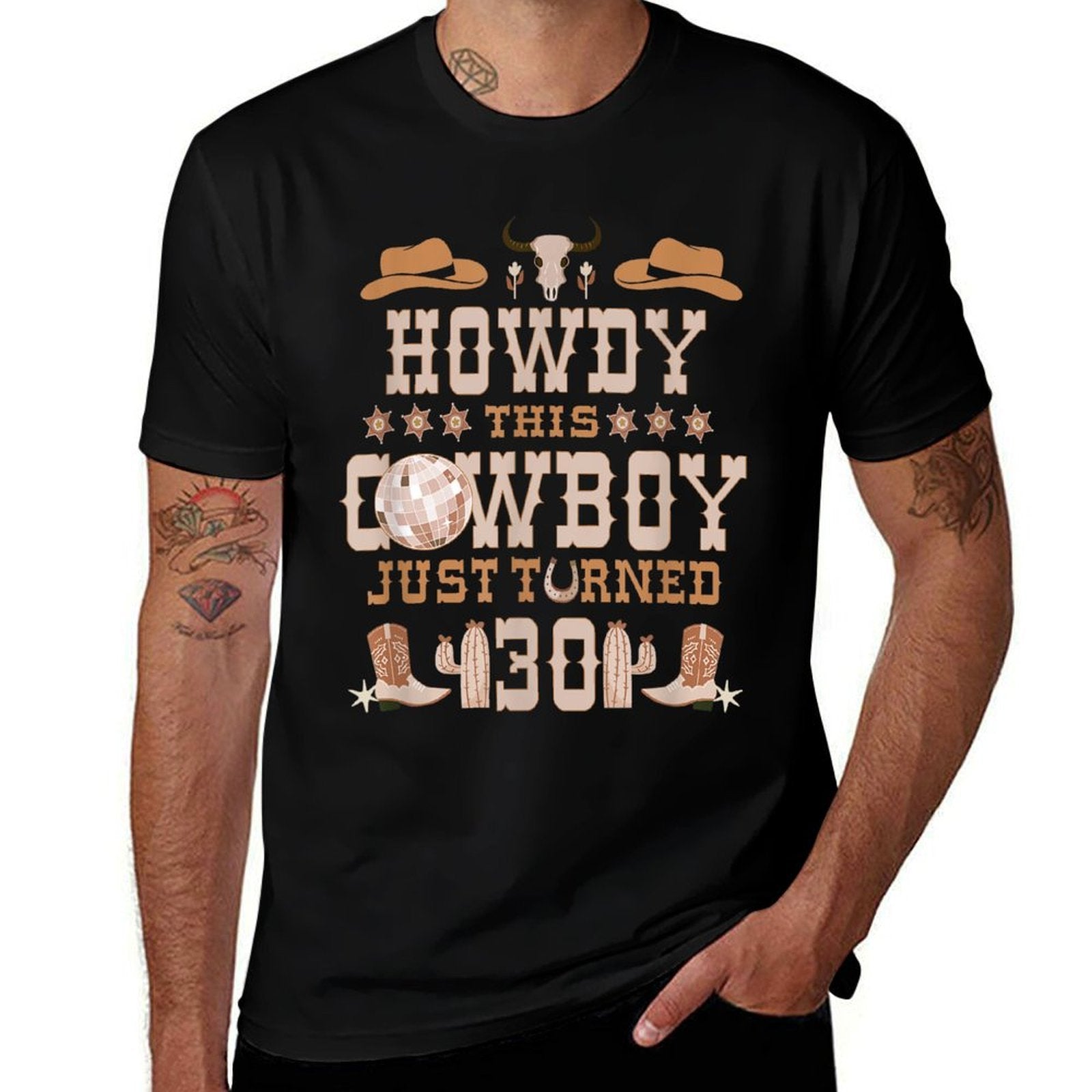 30yr Birthday Cowboy Western 30 Years Old Boy 30th Birthday  Polyester Blend T-Shirt